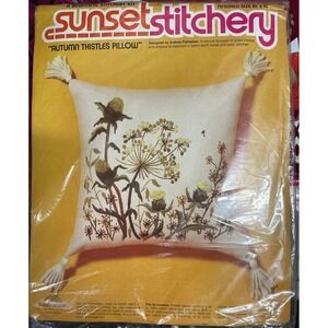 Sunset Stitchery "Autumn Thistles Pillow"  Designed‎ By Andre Pamateer 16"x16"